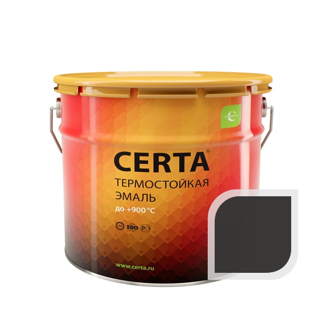 Термостойкая краска эмаль CERTA (Церта), цв. антрацит, до 600 °C (фасовка 10 кг.)