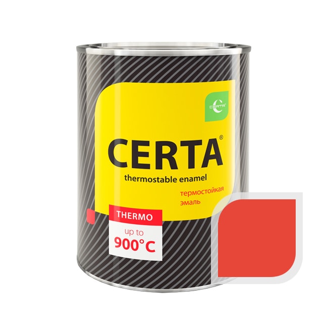 Термостойкая краска эмаль CERTA (Церта), цв. красный, до 400 °C (фасовка 0,8 кг.)