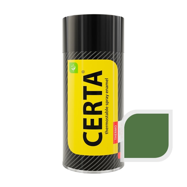 Термостойкая краска эмаль CERTA (Церта), цв. зелёный, до 500 °C (аэрозоль 520 мл.)