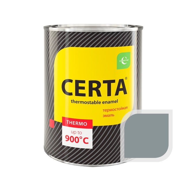 Термостойкая краска эмаль CERTA (Церта), цв. серый, до 400 °C (фасовка 0,8 кг.)